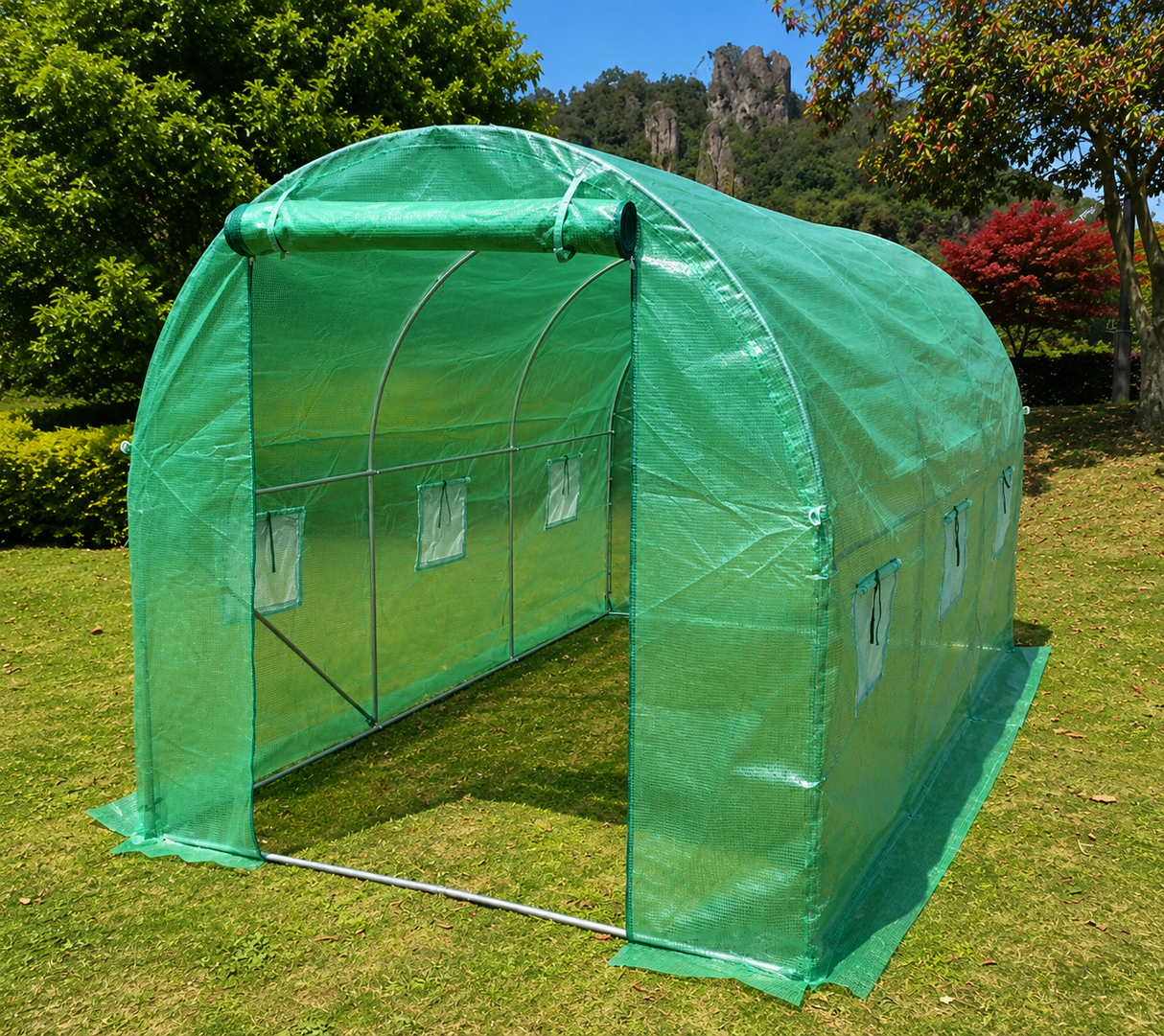 3 x 2 M Walk in Polytunnel Greenhouse Galvanized Steel w/ Zipped Door