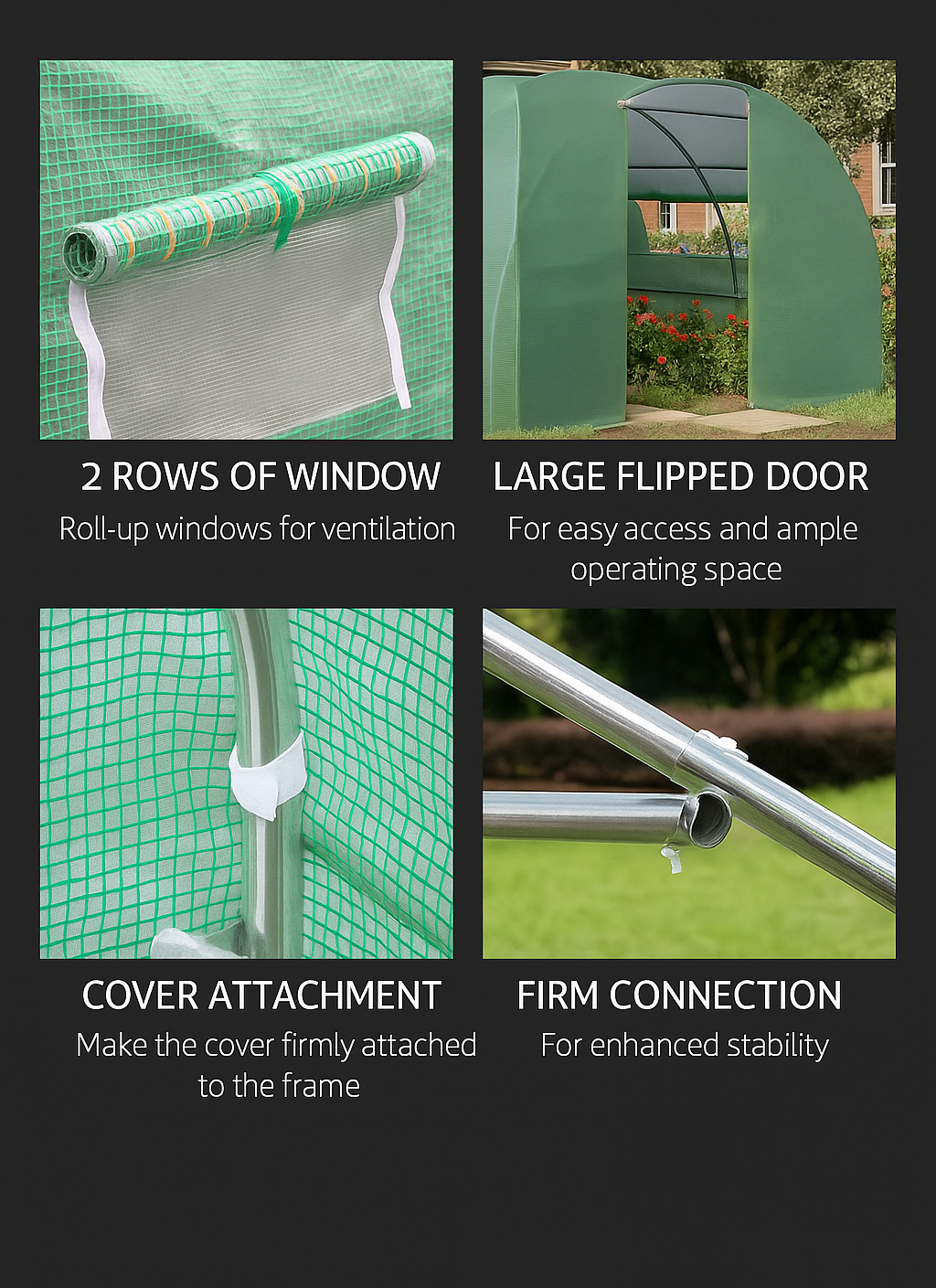 4m x 3m Walk-in Garden Polytunnel Greenhouse