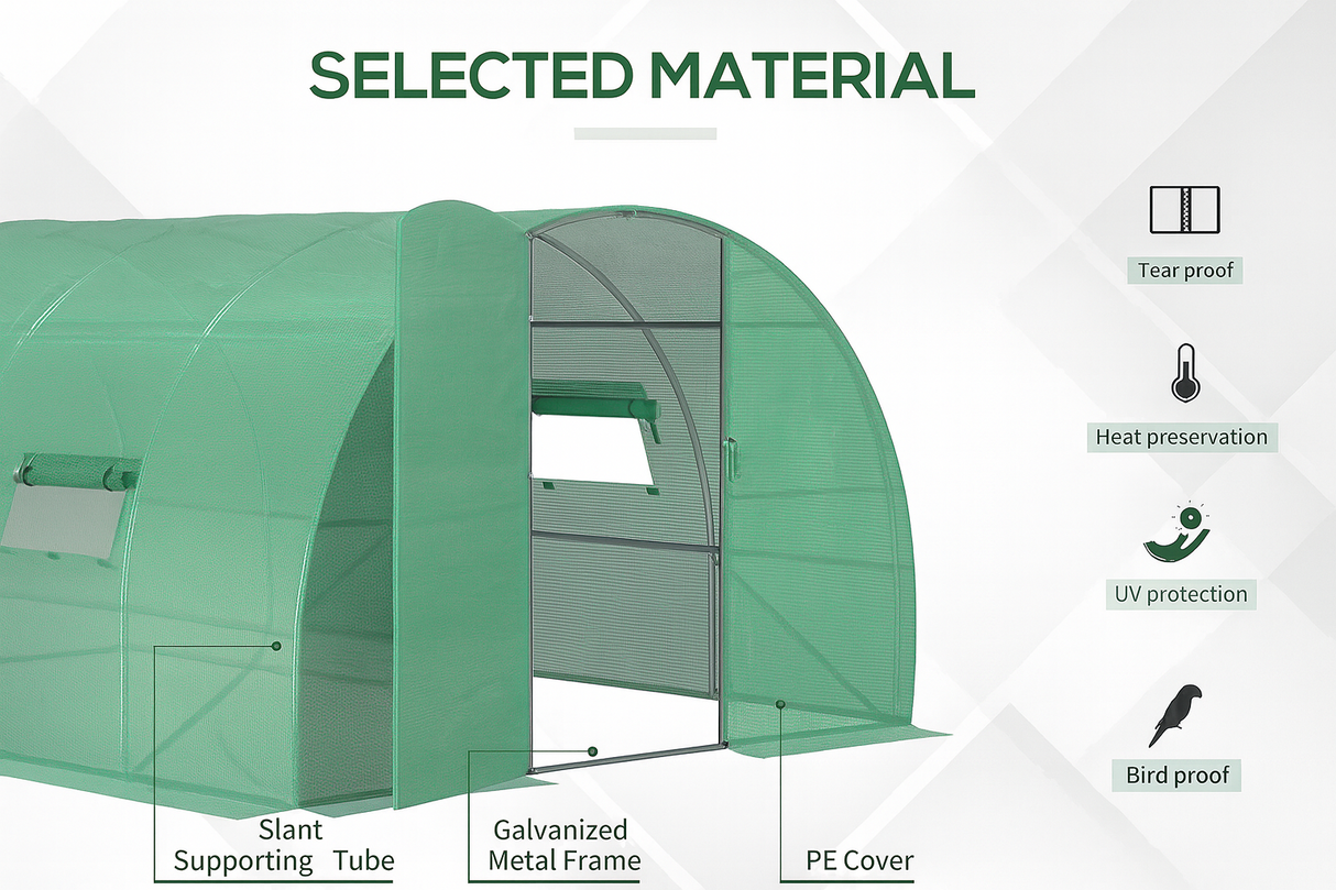4m x 3m Walk-in Garden Polytunnel Greenhouse