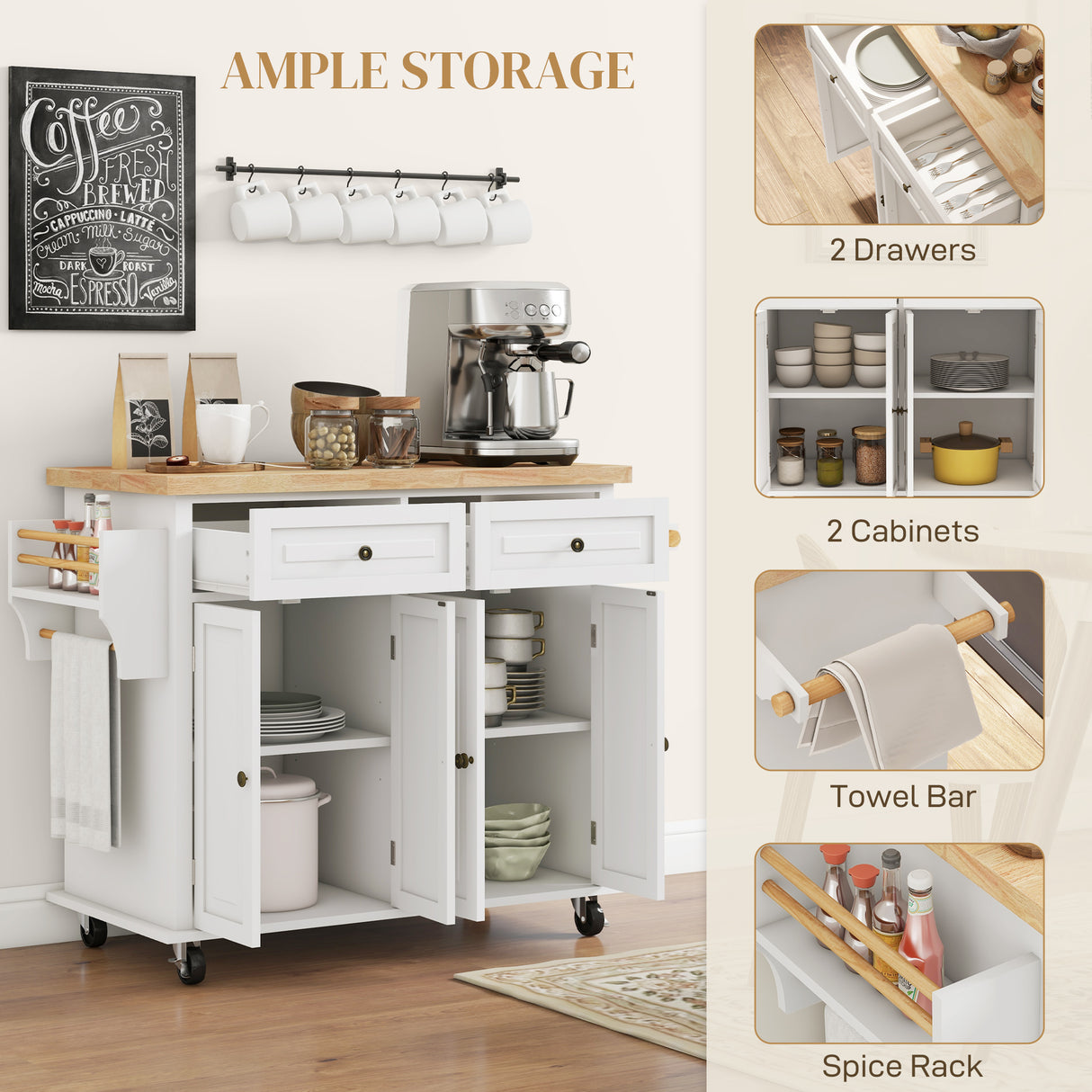 Kitchen Pantry Island Storage Trolley