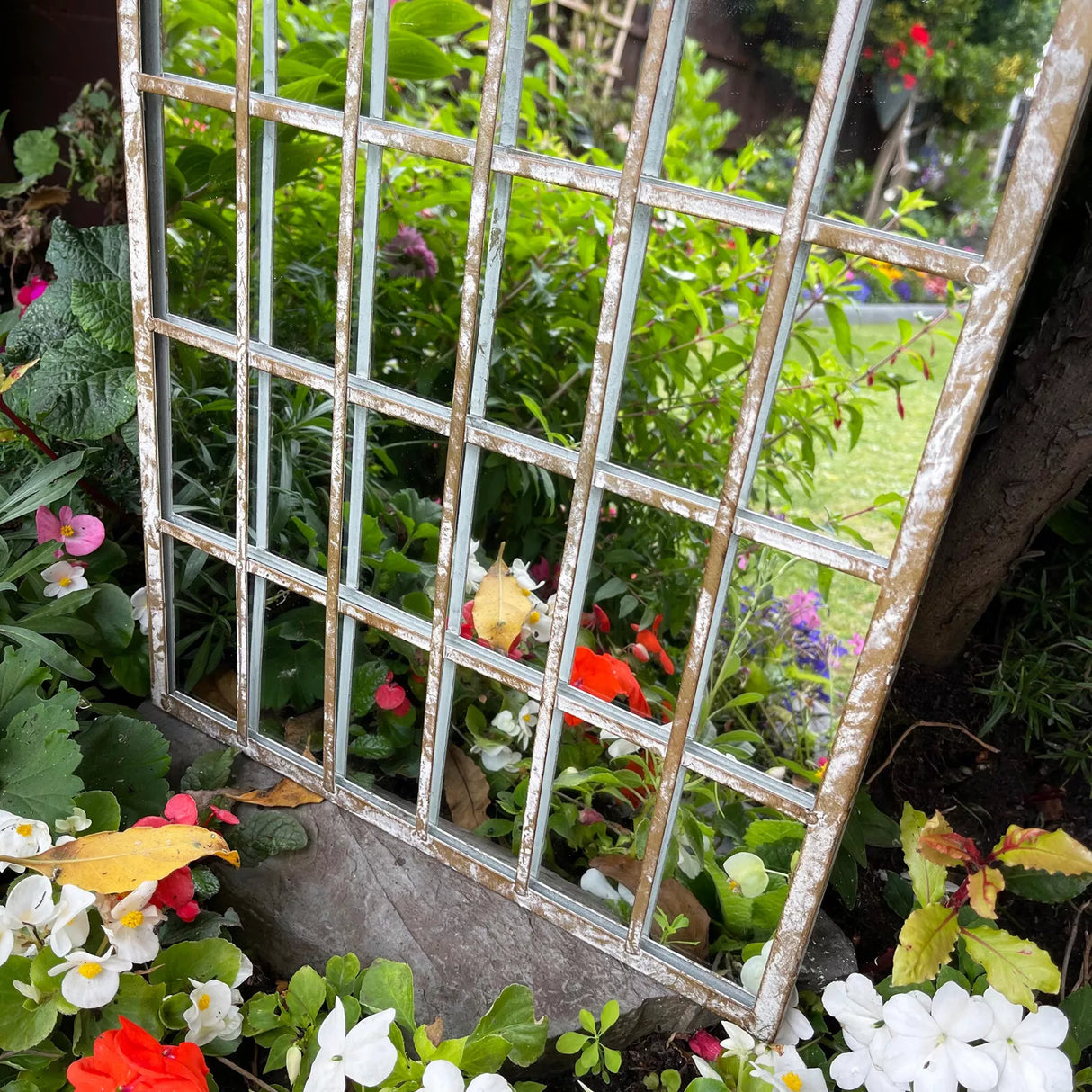 Metal Arched Garden Wall Mirror Antique Gothic Vintage for Garden Décor