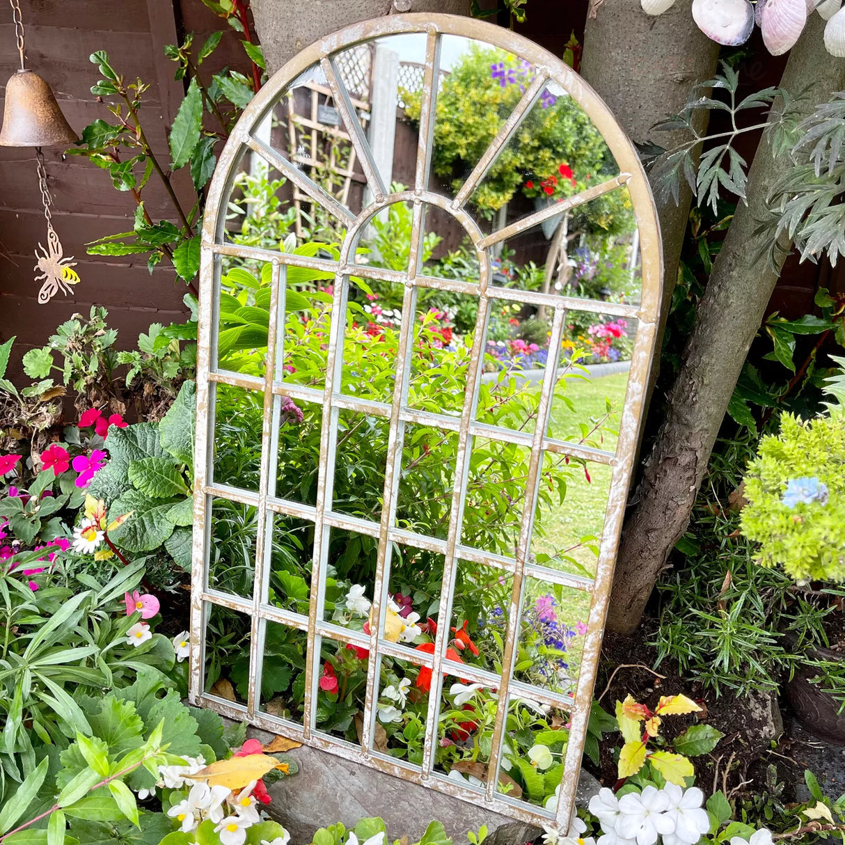 Metal Arched Garden Wall Mirror Antique Gothic Vintage for Garden Décor