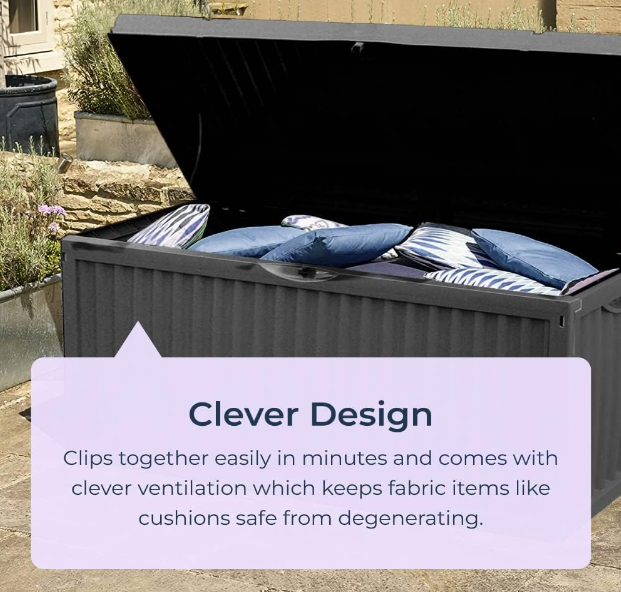 Garden Storage Box with Lid – Water-Resistant, Lockable Plastic with Wheels