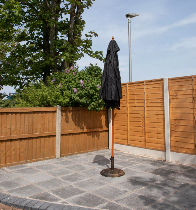 2.4m Wooden Garden Patio Sun Shade Parasol with Shaft & Pulley in Black