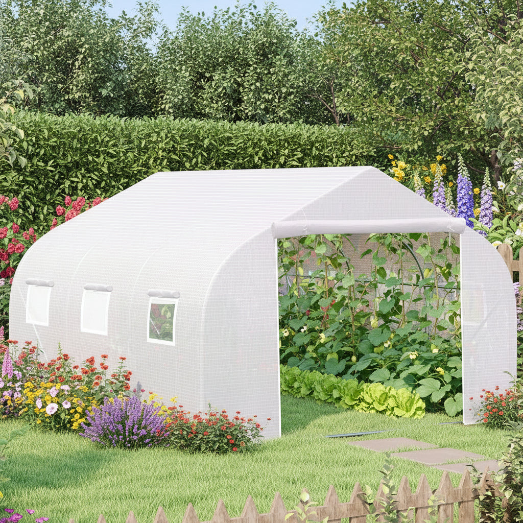 Walk-In Portable Greenhouse Tunnel – 4.5m x 3m x 2m Heavy-Duty Garden Polytunnel