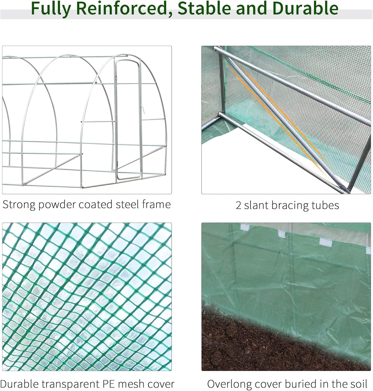 6m x 3m x 2m Walk-In Greenhouse Polytunnel for Outdoor Garden Flowers and Vegetables