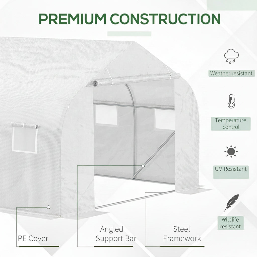 Walk-In Portable Greenhouse Tunnel – 4.5m x 3m x 2m Heavy-Duty Garden Polytunnel