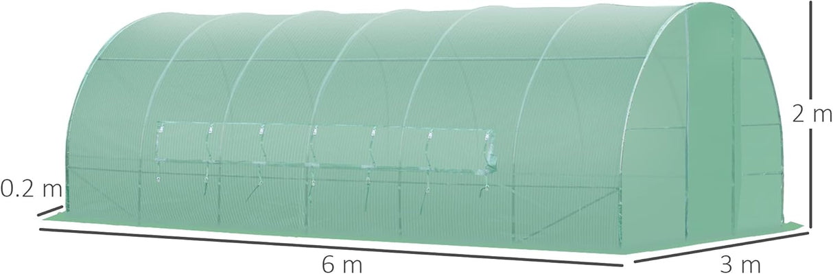 6m x 3m x 2m Walk-In Greenhouse Polytunnel for Outdoor Garden Flowers and Vegetables
