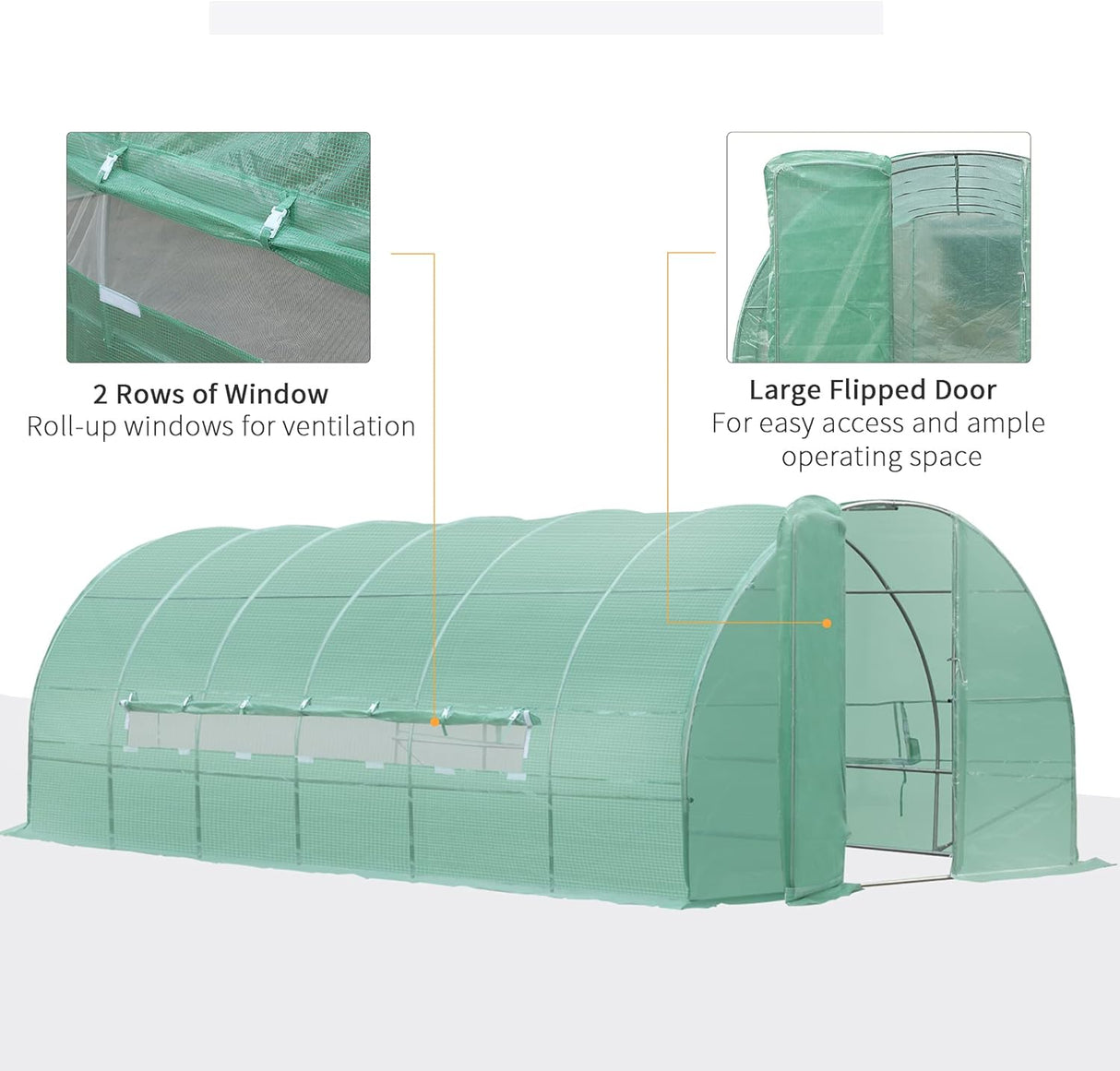 6m x 3m x 2m Walk-In Greenhouse Polytunnel for Outdoor Garden Flowers and Vegetables