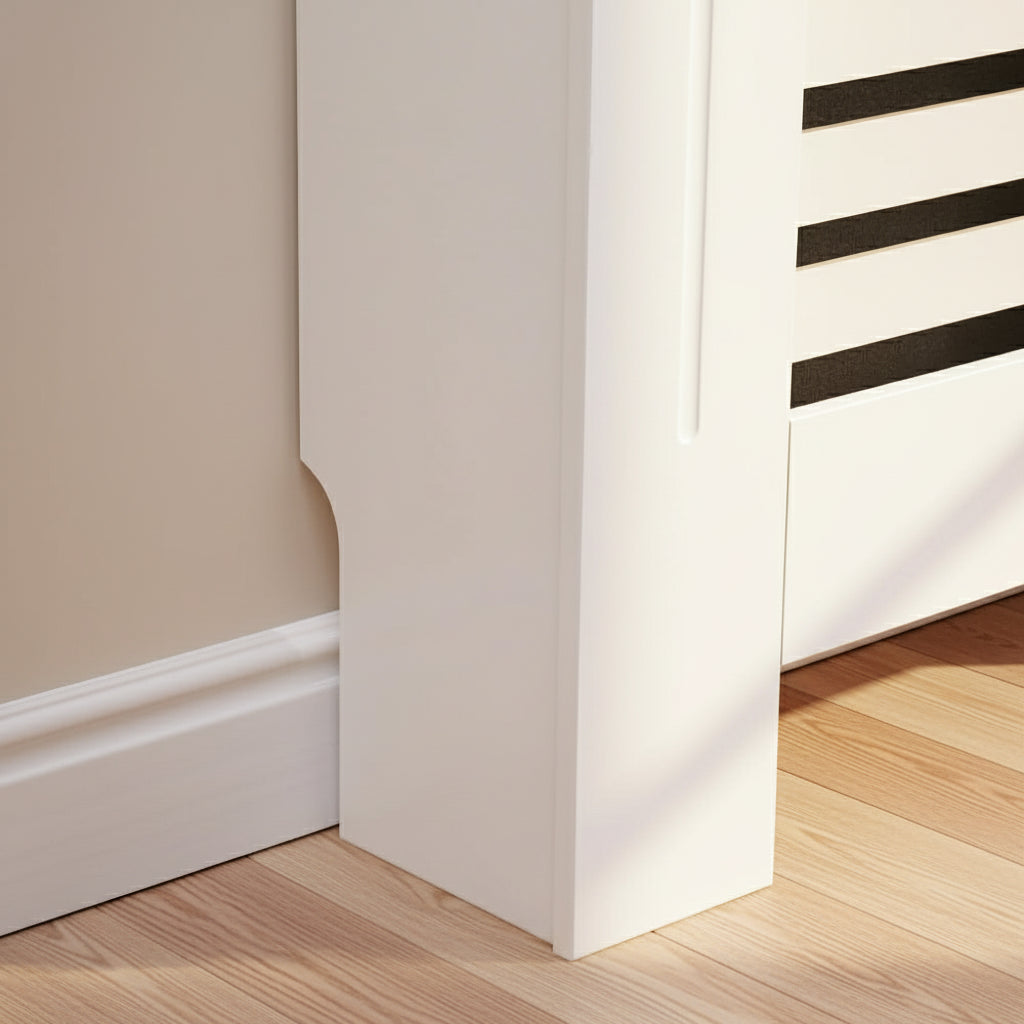 Radiator Cover Modern Horizontal Slat Grill MDF Cabinet White/Oak