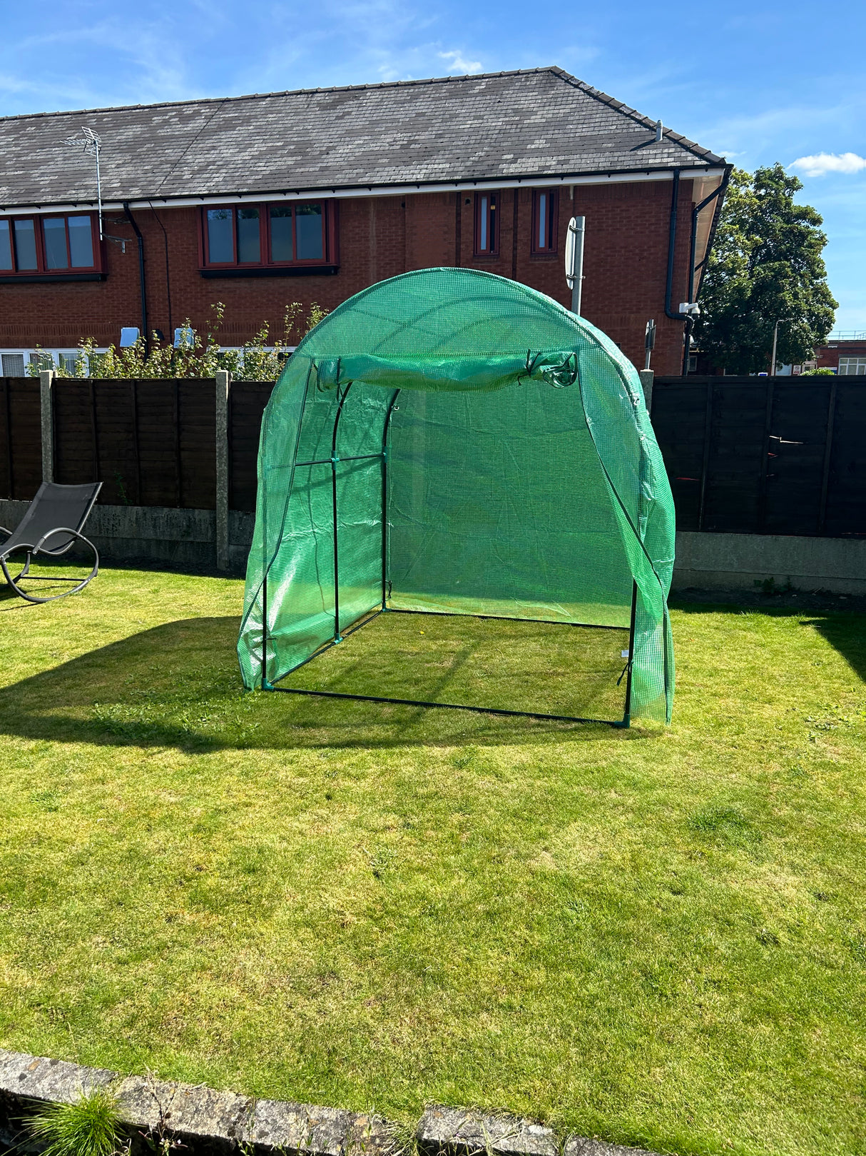 1.8 x 1.8 x 2m Walk-In Polytunnel Greenhouse with Roll-Up Window and Door, Steel Frame