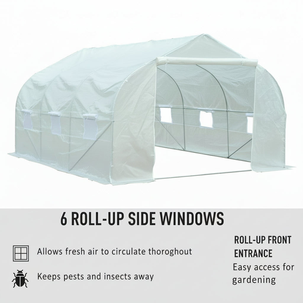 Walk-In Portable Greenhouse Tunnel – 4.5m x 3m x 2m Heavy-Duty Garden Polytunnel