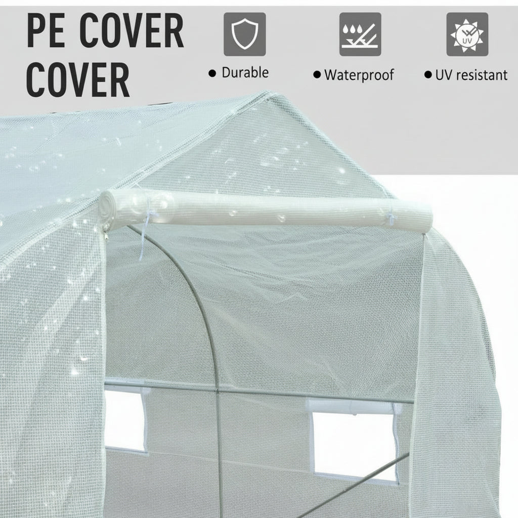 Walk-In Portable Greenhouse Tunnel – 4.5m x 3m x 2m Heavy-Duty Garden Polytunnel