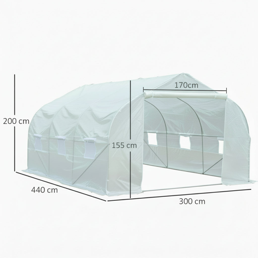 Walk-In Portable Greenhouse Tunnel – 4.5m x 3m x 2m Heavy-Duty Garden Polytunnel