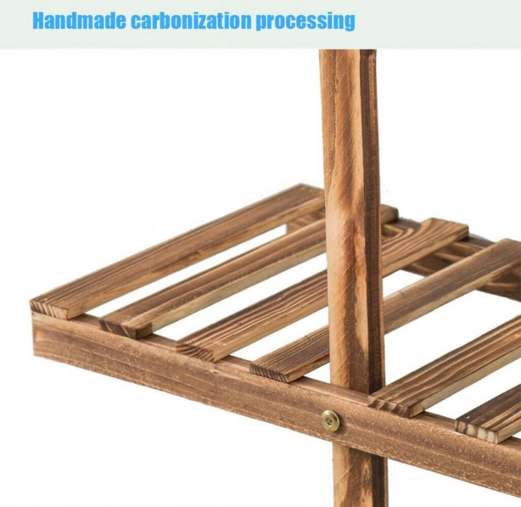 5 Ladders Flower Plant Pots Shelf Stand Display Garden Rattan Rack Natural Wood