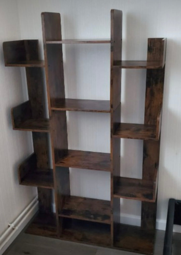Bookshelf Tree-Shaped Bookcase 13 Storage Shelves Rounded Corners