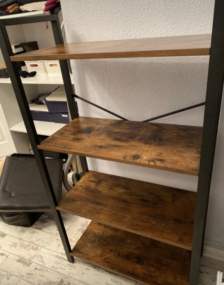 Vintage Industrial Bookcase Rustic Metal Shelving Unit Small Display Cabinet