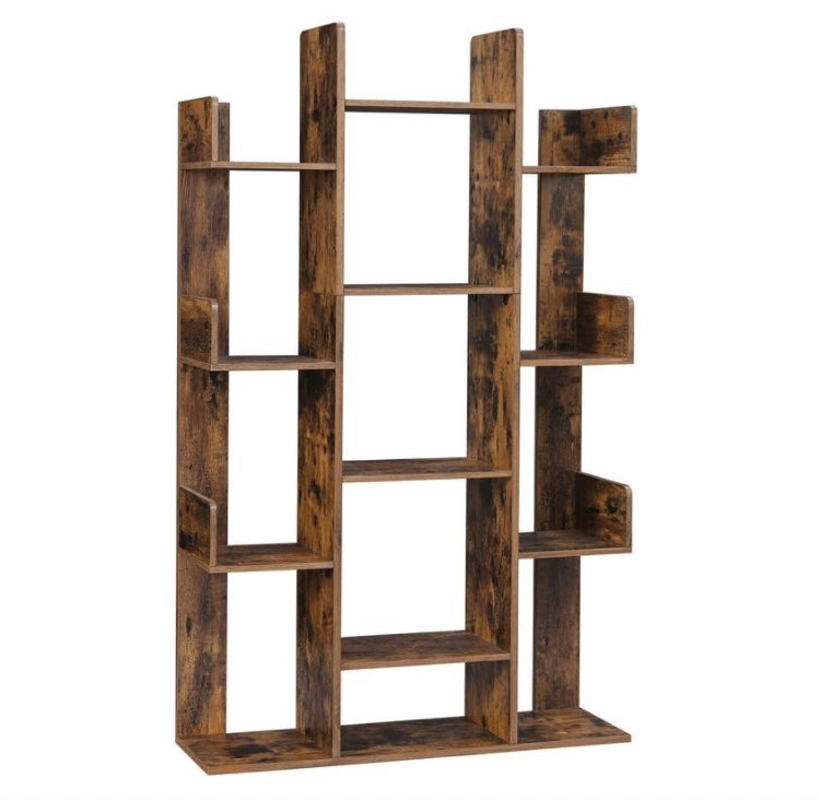Bookshelf Tree-Shaped Bookcase 13 Storage Shelves Rounded Corners
