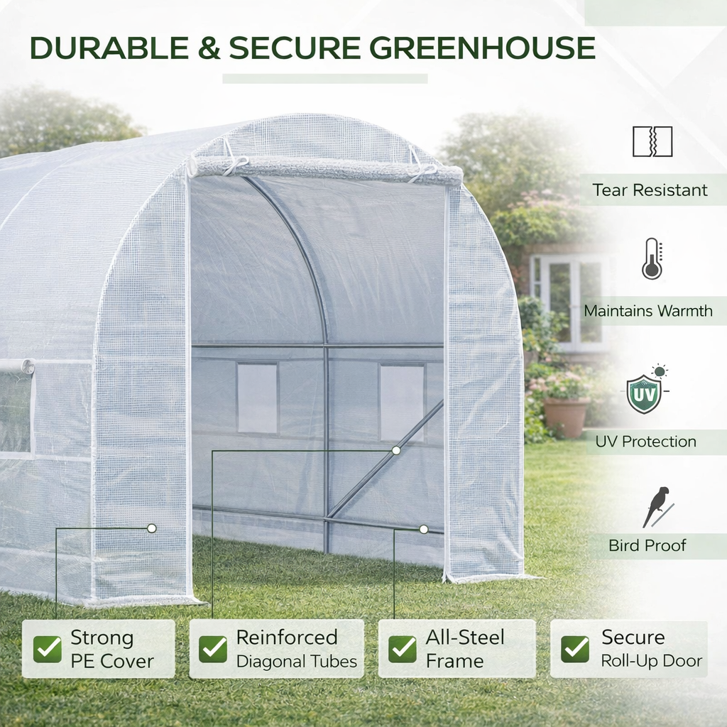 4.5 x 2 Meter Walk-in Polytunnel Greenhouse for Garden