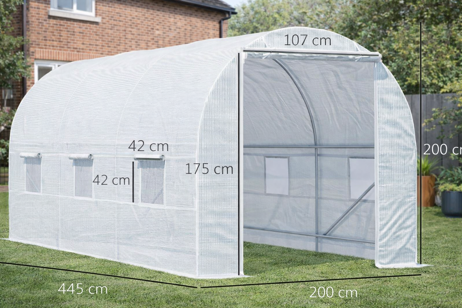 4.5 x 2 Meter Walk-in Polytunnel Greenhouse for Garden