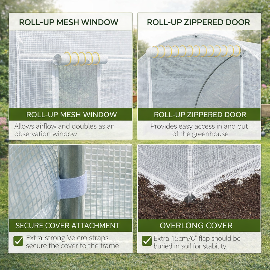 4.5 x 2 Meter Walk-in Polytunnel Greenhouse for Garden
