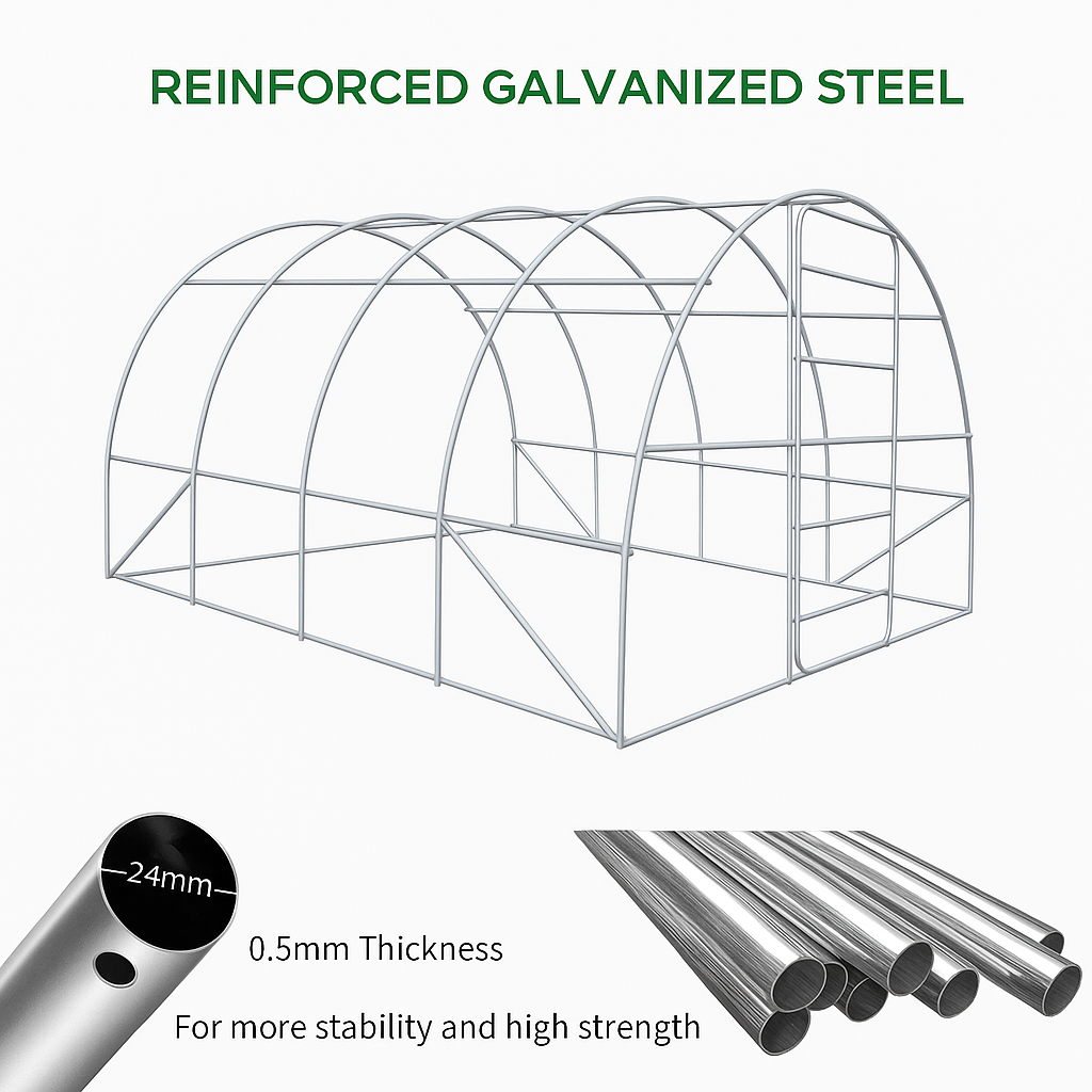 4m x 3m Walk-in Garden Polytunnel Greenhouse