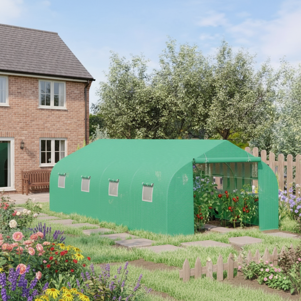6 x 3M Walk in Polytunnel Greenhouse Large Outdoor Grow House w/ Door