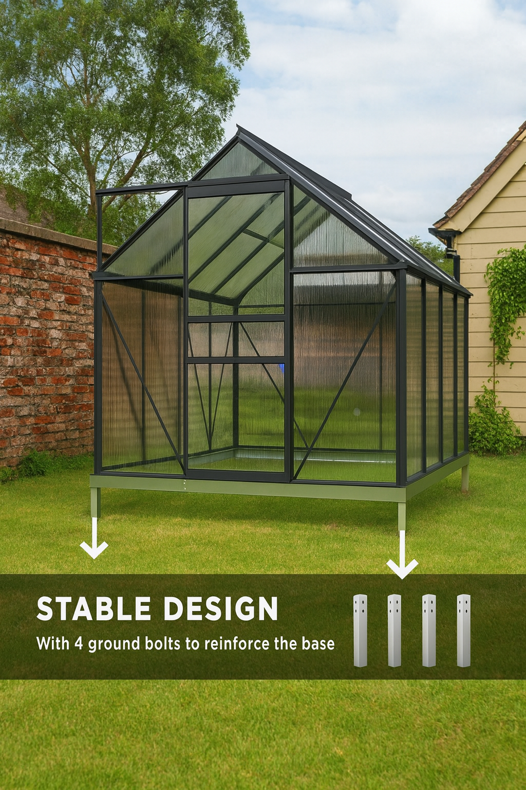 Aluminium Polycarbonate Greenhouse Large Walk-In Greenhouse
