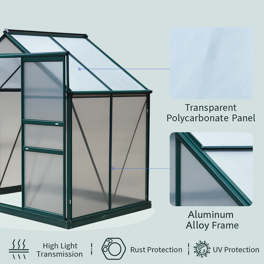 Aluminium Polycarbonate Greenhouse Large Walk-In Greenhouse
