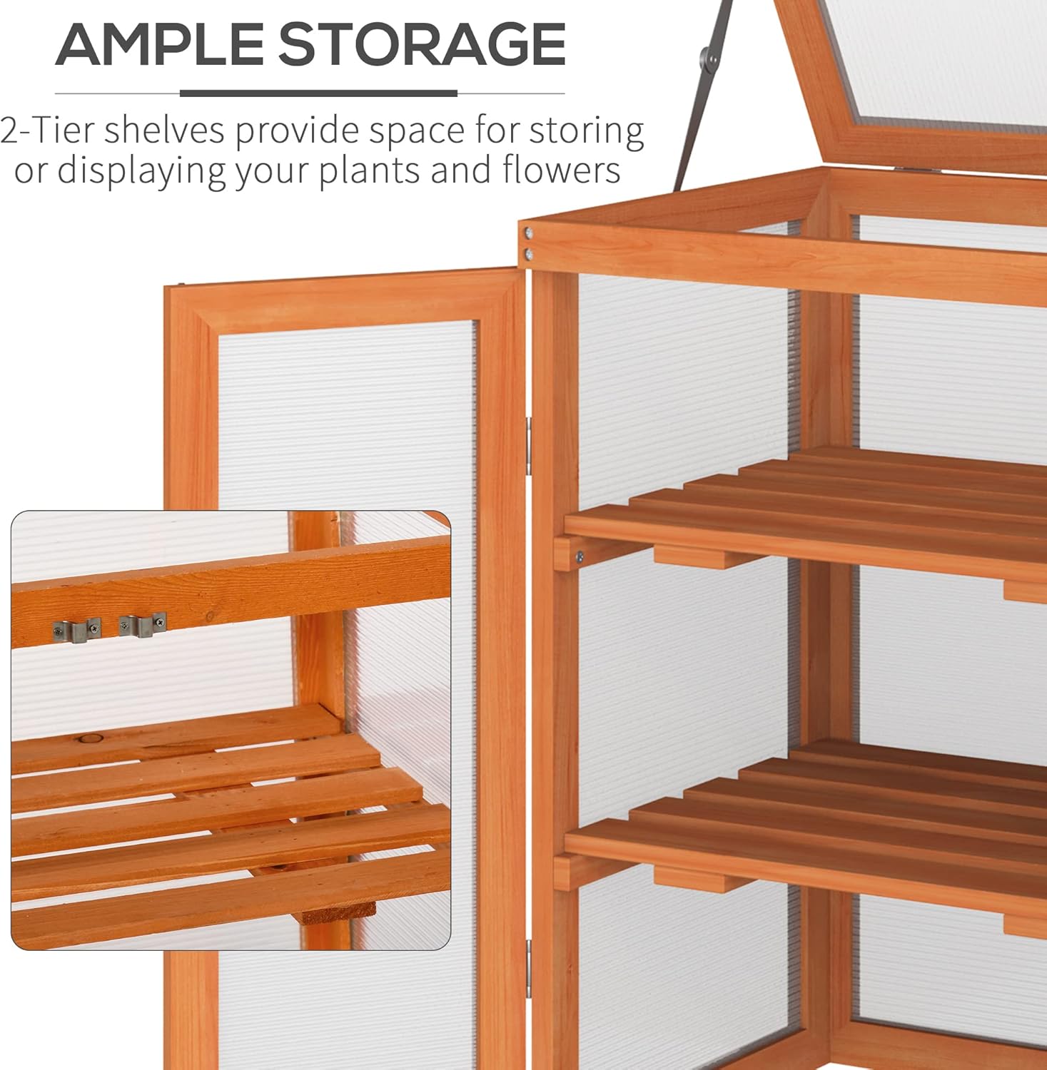 3-tier Wood Greenhouse Plant Storage Shelf Garden Cold Frame Grow House