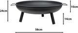 24" Round Fire Pit Folding Patio Garden Bowl Outdoor Camping Heater Log Burner