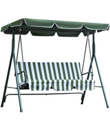 Outdoor 3 Seater Canopy Swing Chair Garden Bench with Adjustable Canopy and Metal Frame Blue