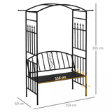 Garden Arbor Arch Metal Bench Loveseat Patio Outdoor Décor
