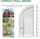 Walk-In Lean to Wall Greenhouse with Windows and Doors 2 Tiers 4 Wired Shelves for Garden