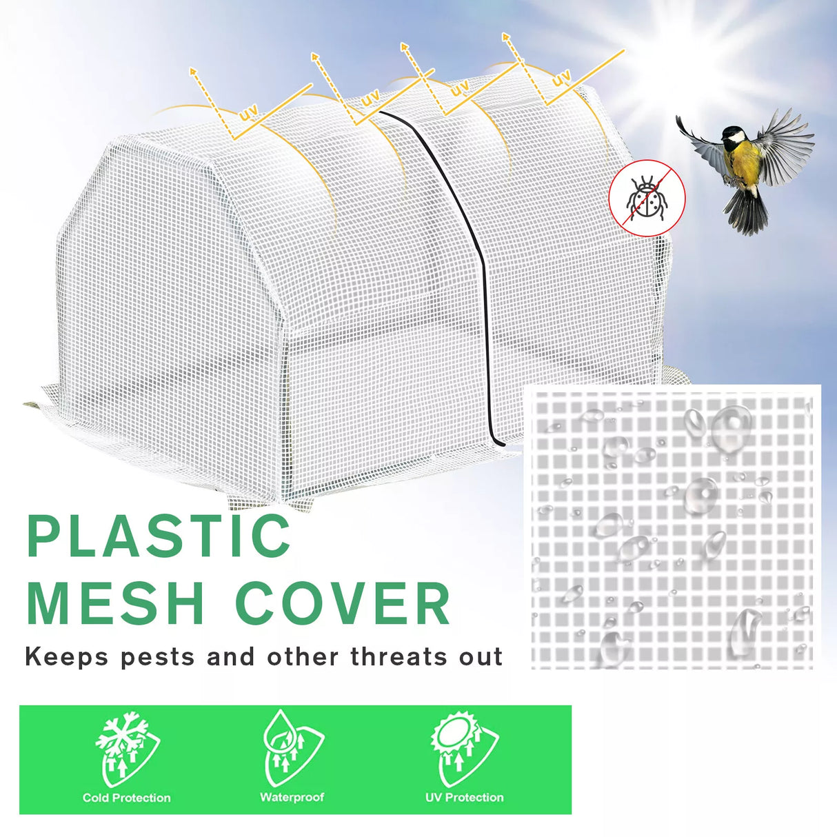 Mini Greenhouse Grow House PVC Cover Steel Frame White 99 x 71 x 60cm