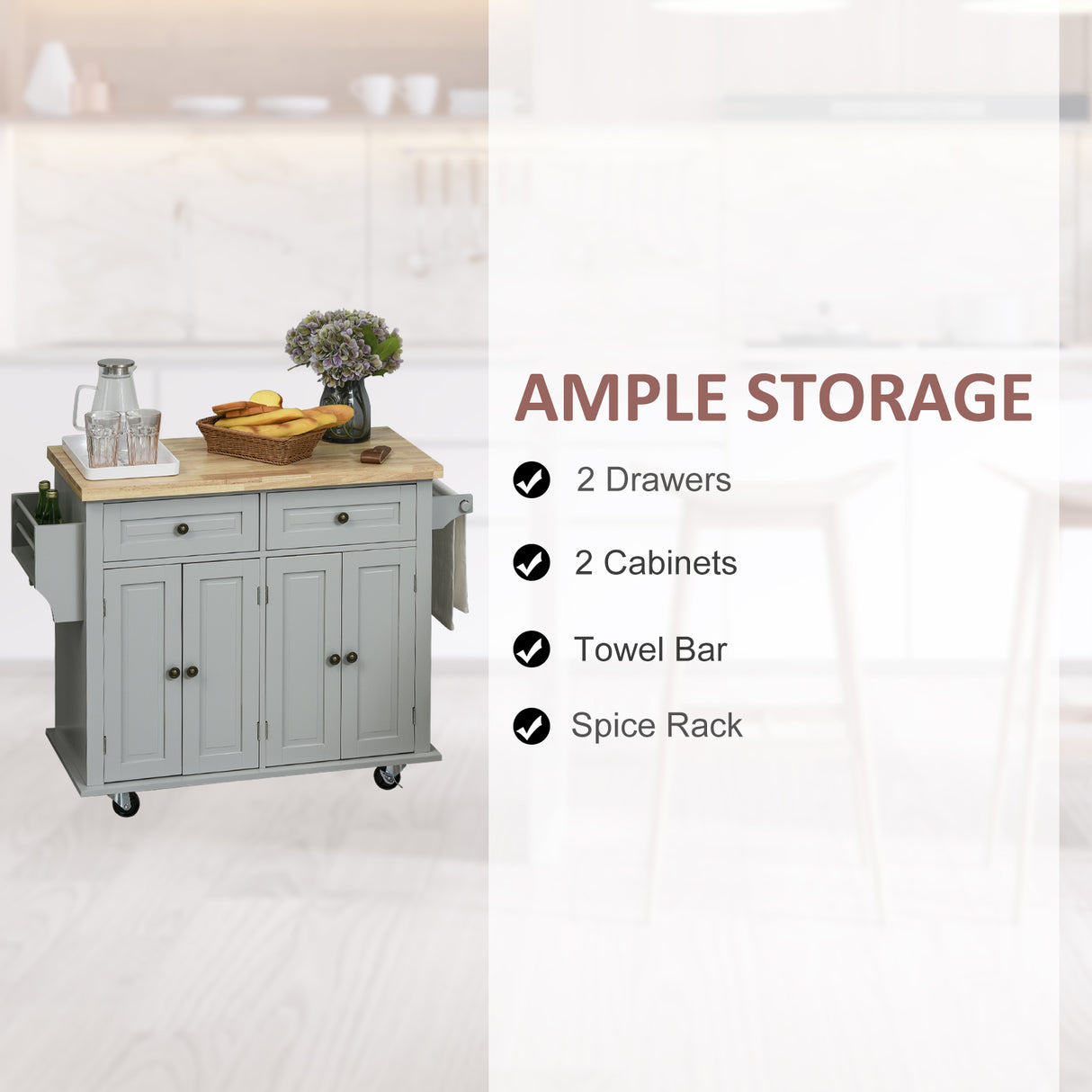 Kitchen Pantry Island Storage Trolley