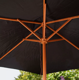 2.4m Wooden Garden Patio Sun Shade Parasol with Shaft & Pulley in Black