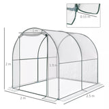 Walk In Polytunnel Greenhouse w/ Roll Up Door PVC Cover, 2.5 x 2m