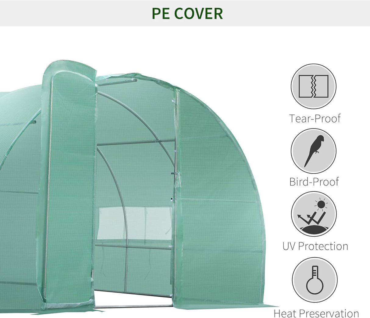 6m x 3m x 2m Walk-In Greenhouse Polytunnel for Outdoor Garden Flowers and Vegetables