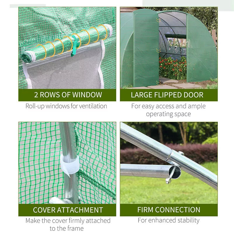 4 x 3M Walk-in Garden Polytunnel Greenhouse