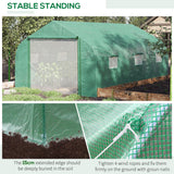Garden Walk-In Tunnel Greenhouse with Roll-Up Mesh Door and PE Cover, Featuring 6 Windows