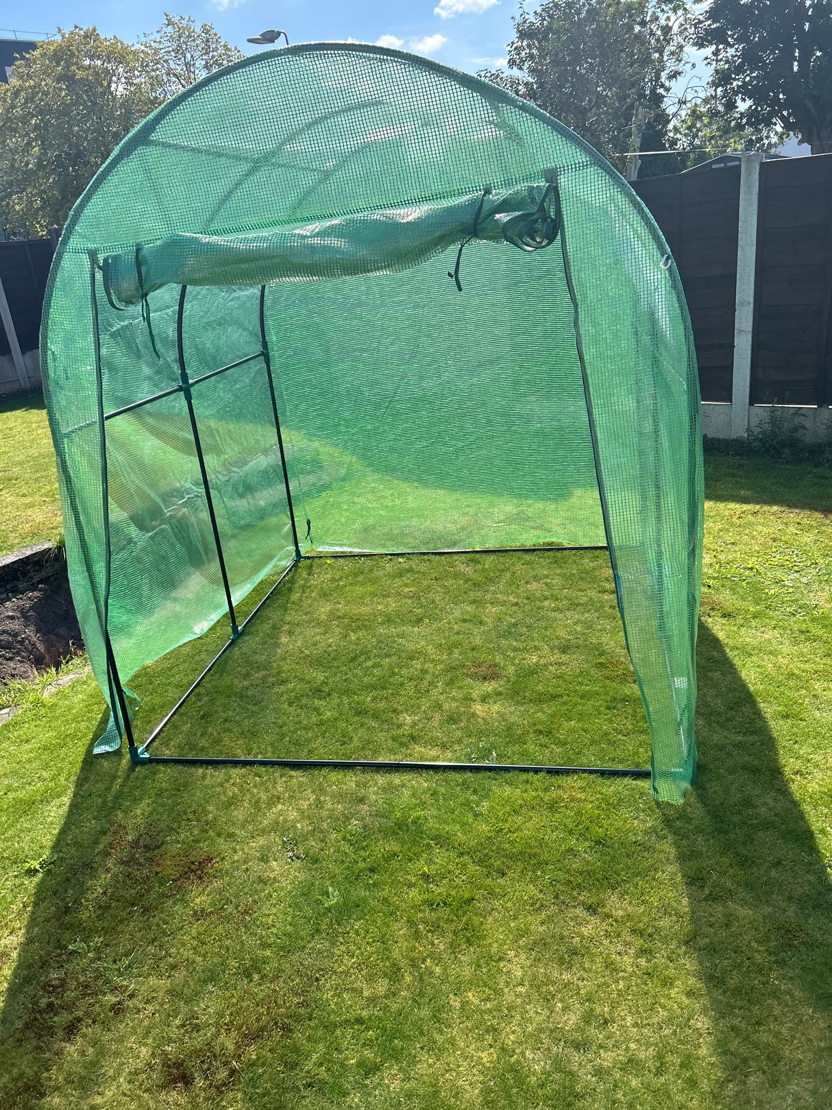 1.8 x 1.8 x 2m Walk-In Polytunnel Greenhouse with Roll-Up Window and Door, Steel Frame