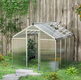6x8ft Polycarbonate Greenhouse with Rain Gutters, Large Walk-In Greenhouse with Door and Window