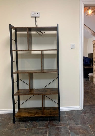 Vintage Industrial Bookcase Rustic Storage Cabinet Tall Shelf Metal Display Unit