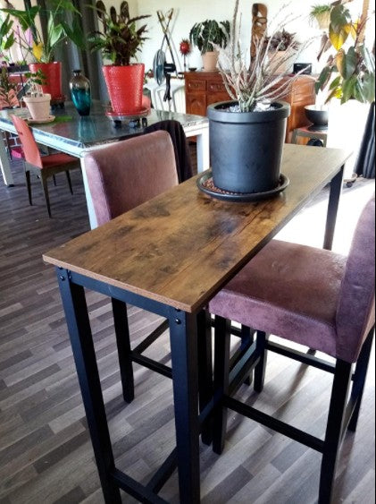 Industrial Bar Table Vintage Kitchen Breakfast Rustic Metal Narrow Tall Dining