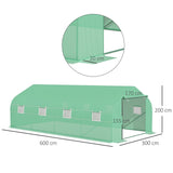 6 x 3M Walk in Polytunnel Greenhouse Large Outdoor Grow House w/ Door