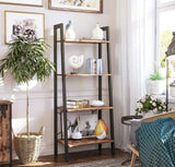 New Ladder Shelf, Bookshelf, 4-Tier Industrial Storage Rack for Living Room, Bedroom