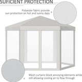 4M Netting Gazebo Hexagon Tent Patio Canopy Outdoor Shelter Party Activities Shade