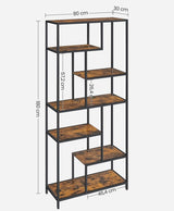Bookshelf 6-Tier Bookcase Geometric Display Shelf Standing Storage Shelf 30 x 80 x 180cm